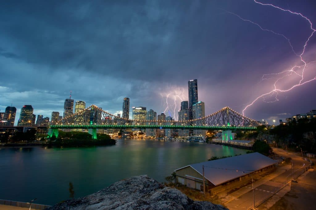 photo of a storm in the city of Brisbane