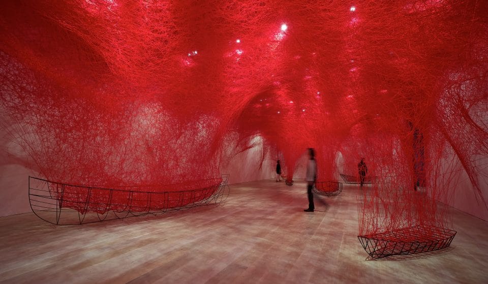 Chiharu Shiota’s Breathtaking Work Of Red And Black Wool Is Now On Show At GOMA