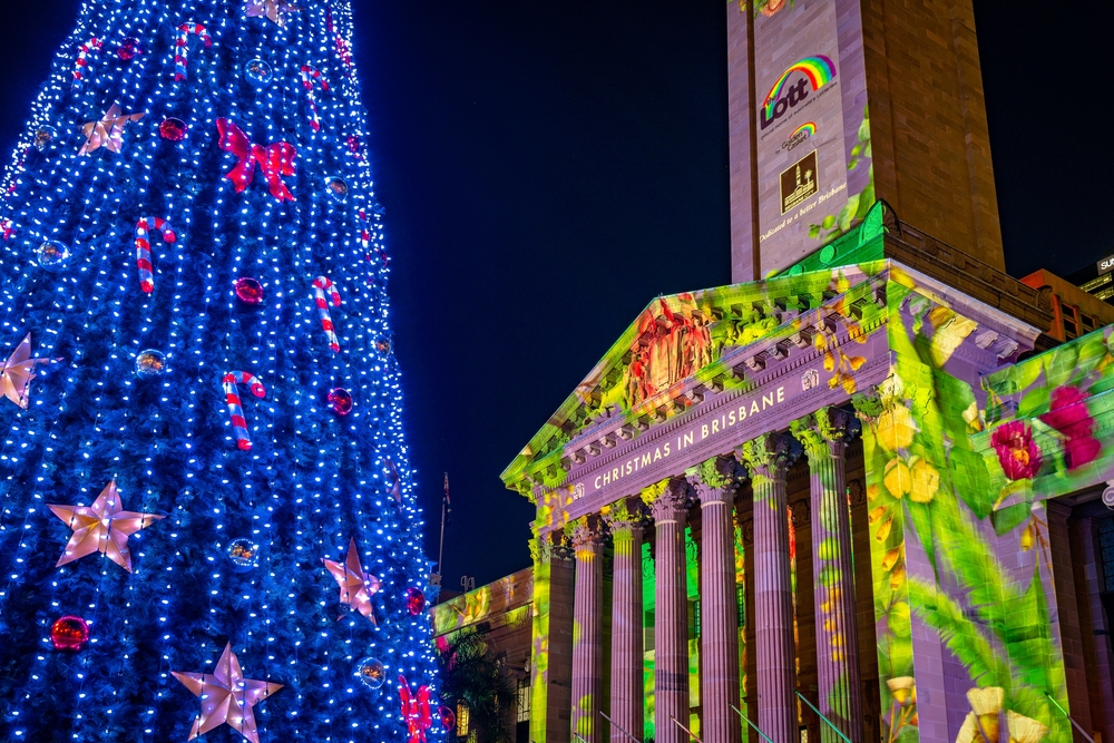 king george square christmas lights tree