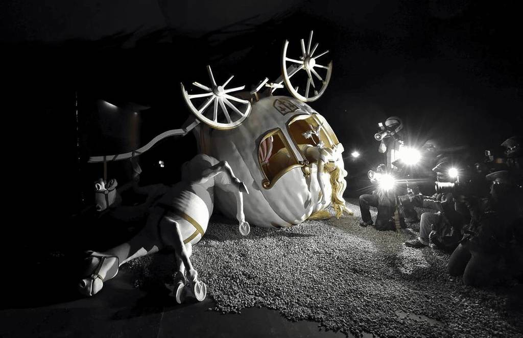 A shot of Banksy's Cinderella at Dismaland piece.