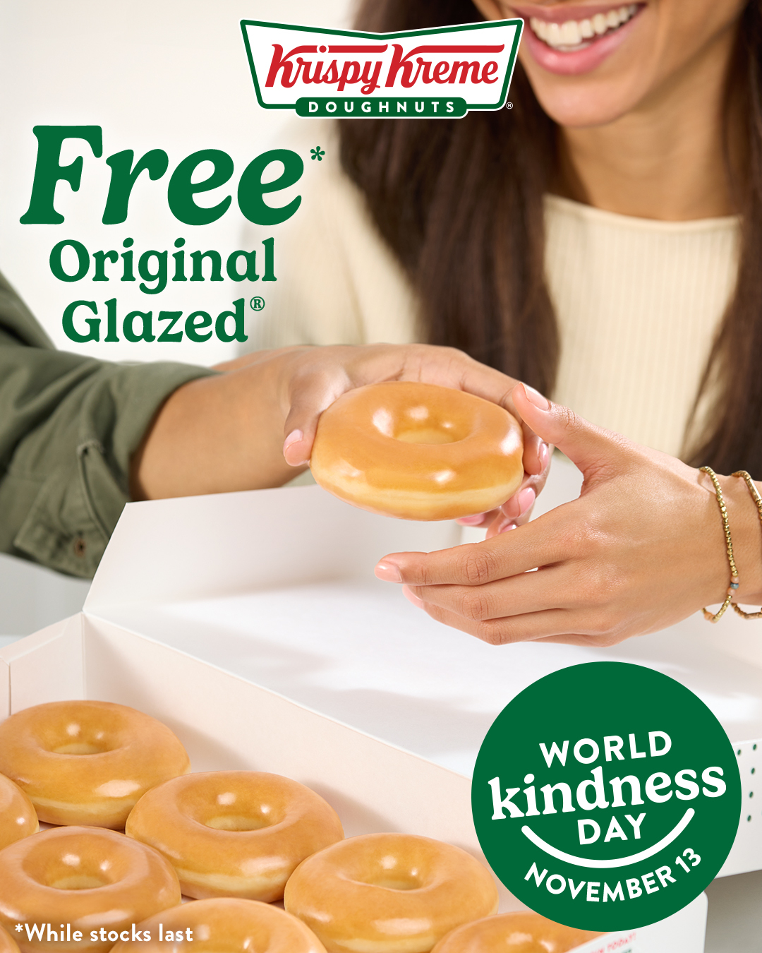 world kindness day original glazed krispy kreme doughnuts