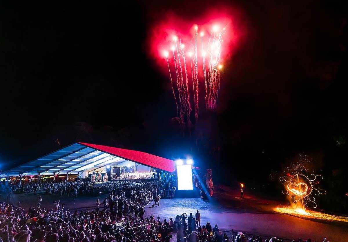 Woodford Folk Festival stage fireworks