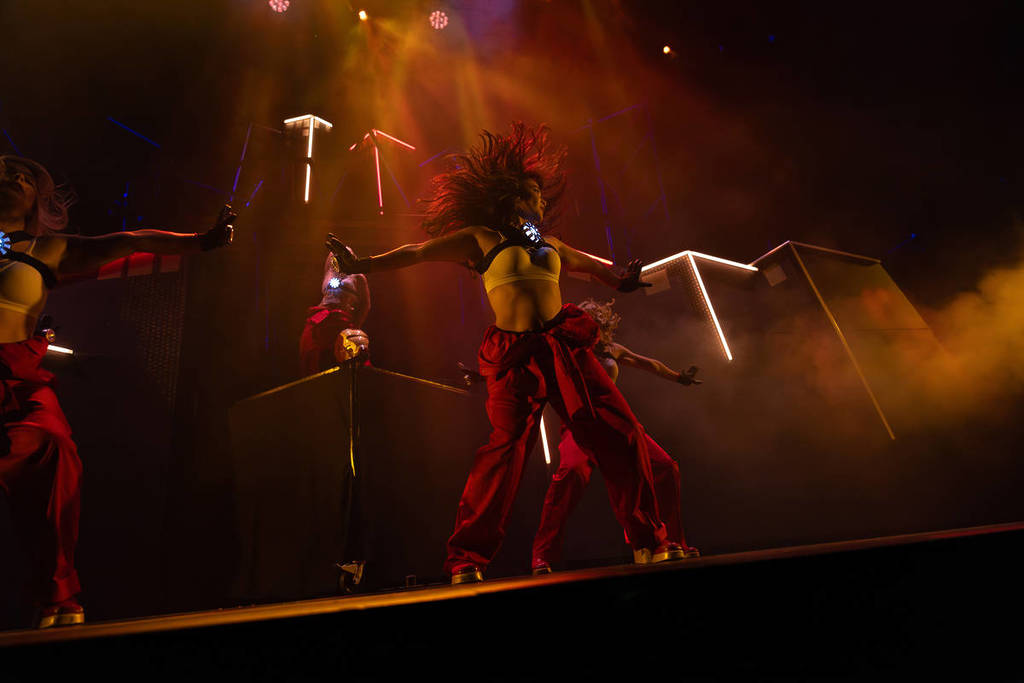 A shot of female dancers on the stage at MARVELous: A Risqué Parody.