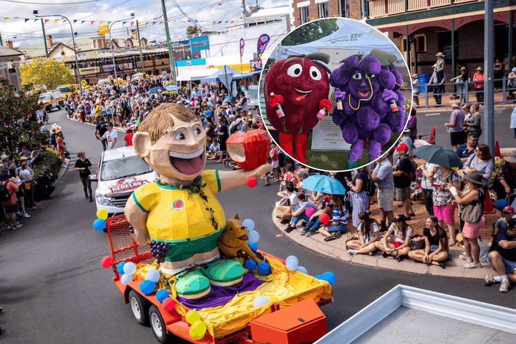 apple and grape harvest festival stanthorpe parade mascots