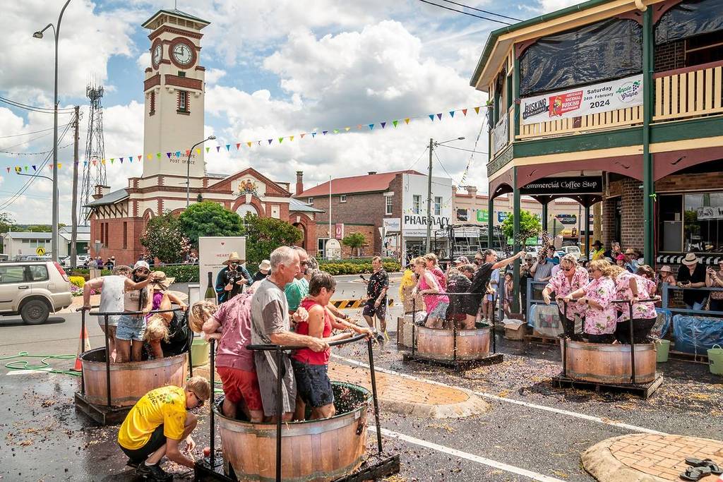 Stanthorpe Apple and Grape Harvest Festival grape crushing