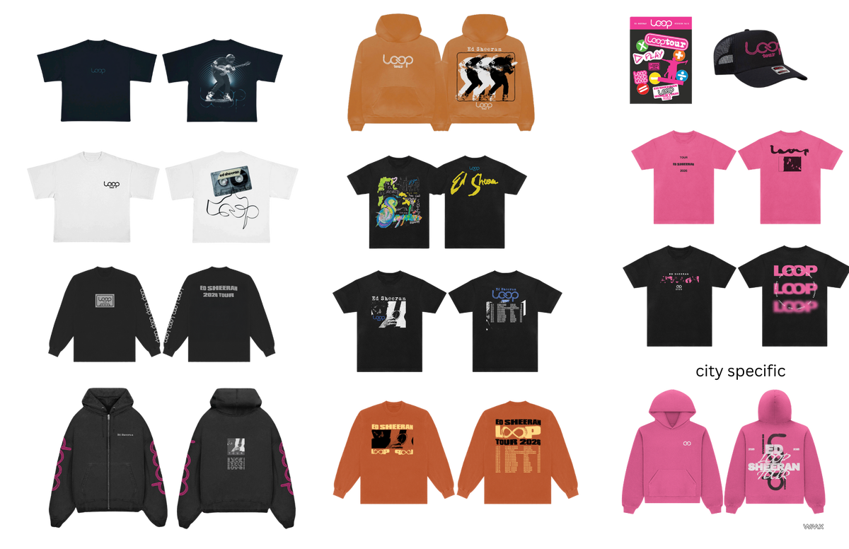 ed sheeran loop tour australia pop up merch store designs