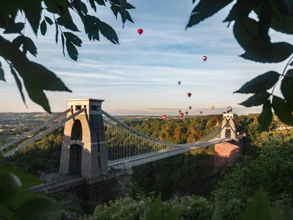 Clifton Suspension Bridge with hot air baloons