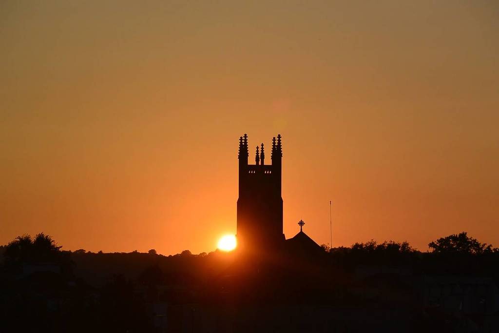 Sunset over St Paul's Church In Bristol