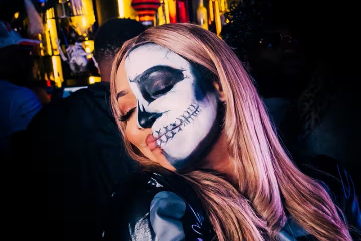 A woman in fancy dress for Halloween