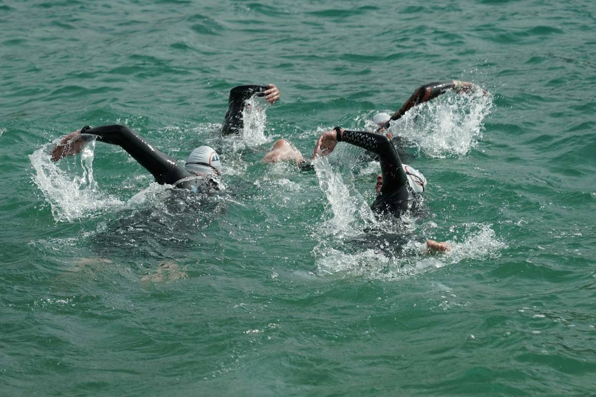 People swimming at West Country Water Park