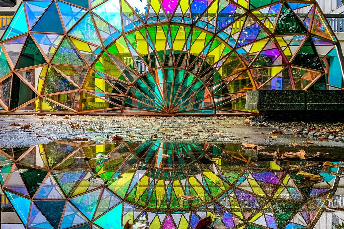 Luke Jerram’s Palm Temple art installation at Bristol University, UK. Photo taken in September 2020.