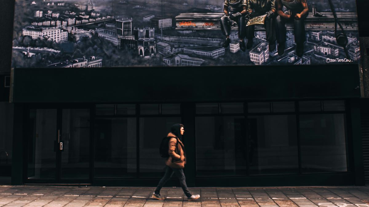 A man walking alone in Bristol