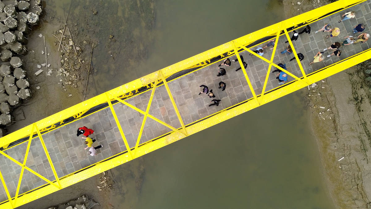 Aerial view of Banana Bridge reopening