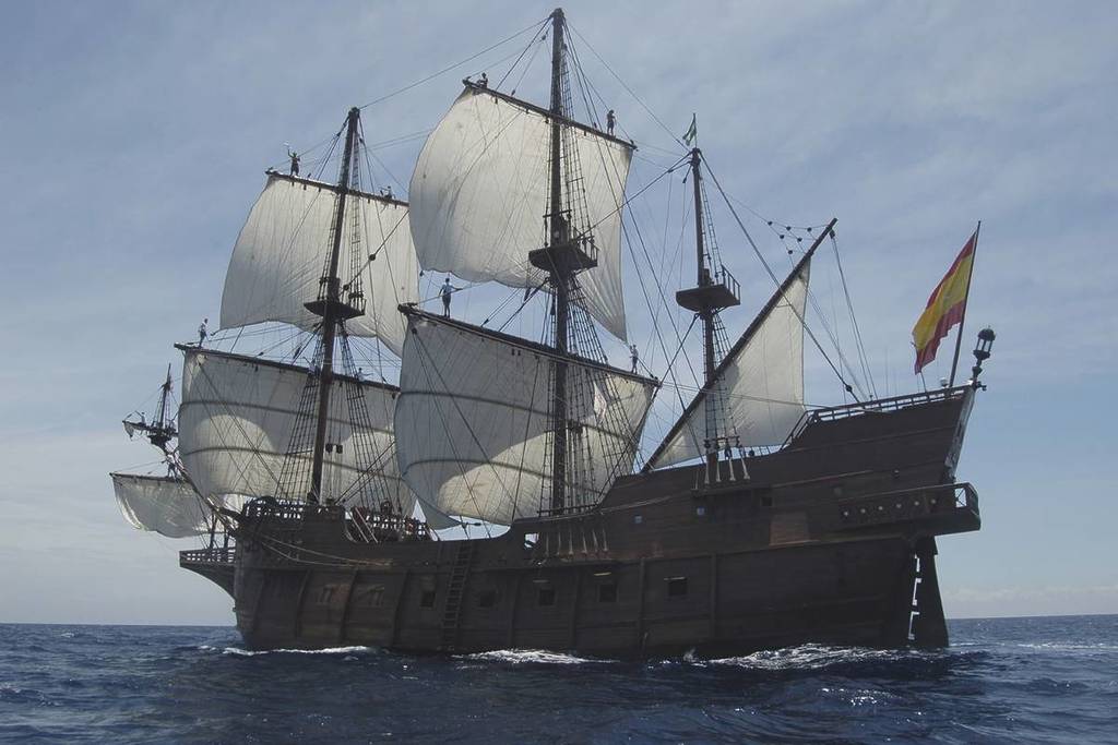 A floating museum and historical replica of a 17th-century Spanish galleon, the Galeón Andalucía,