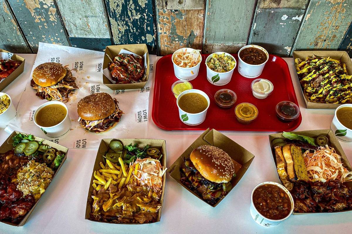 A spread of BBQ from Low & Slow Barbecue