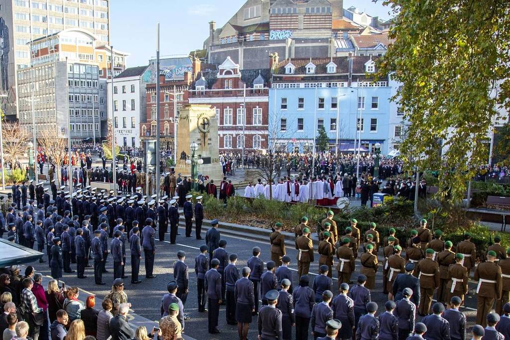 Remembrance Sunday service at The Cenotaph in Bristol.