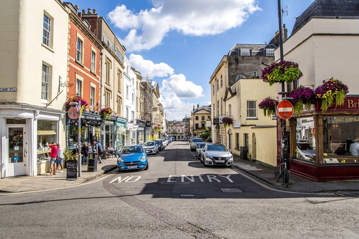 Clifton village centre, an upmarket suburb of Bristol City
