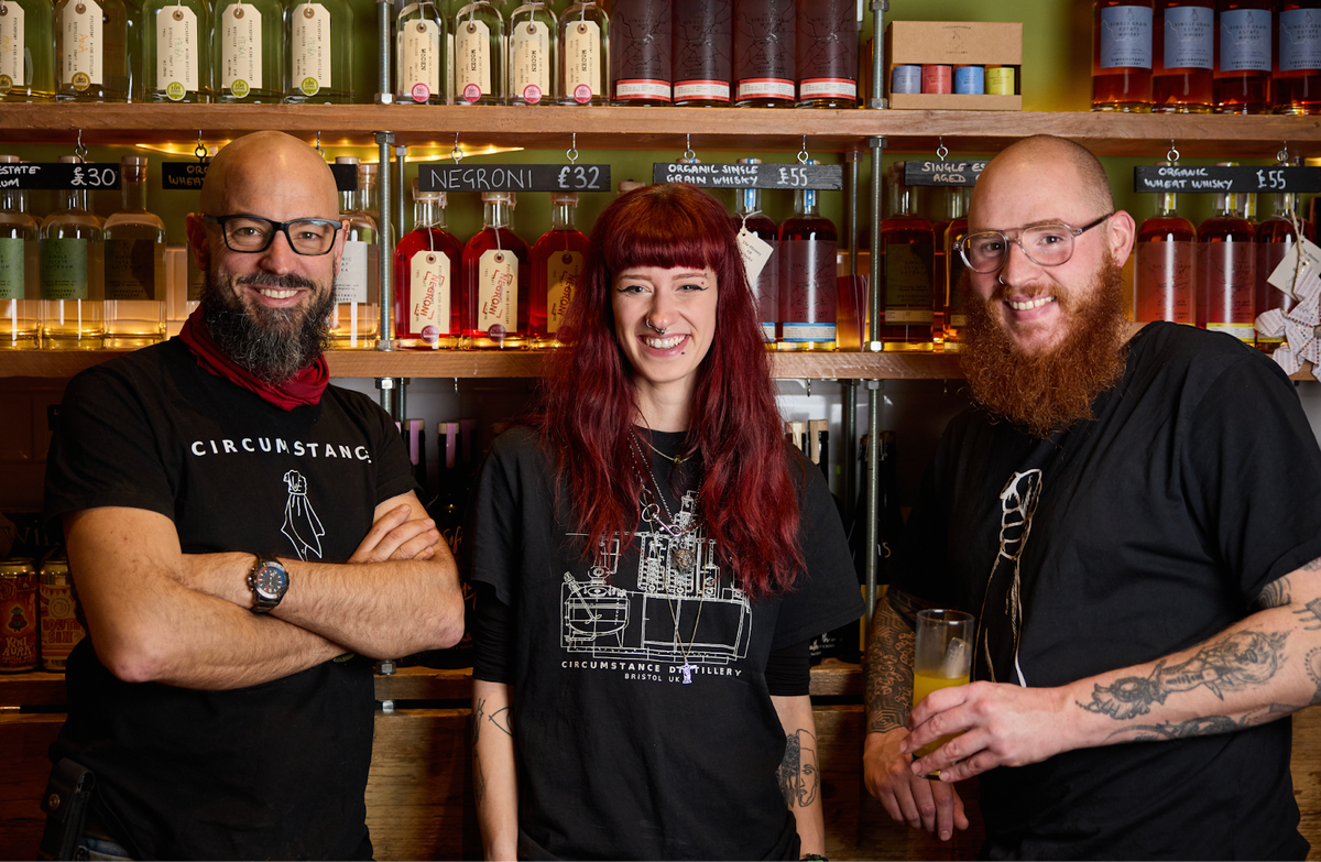 (l-r The Psychopomp Microdistillery team: Founder Liam Hirt, Bar Manager Cally Way, Head of Sales Corey Shinn), image credit Josh Campbell