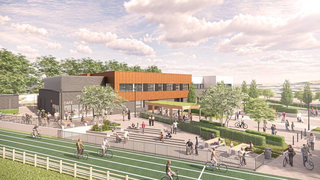 Visualisation of Bristol Regional Cycling Hub - track & building