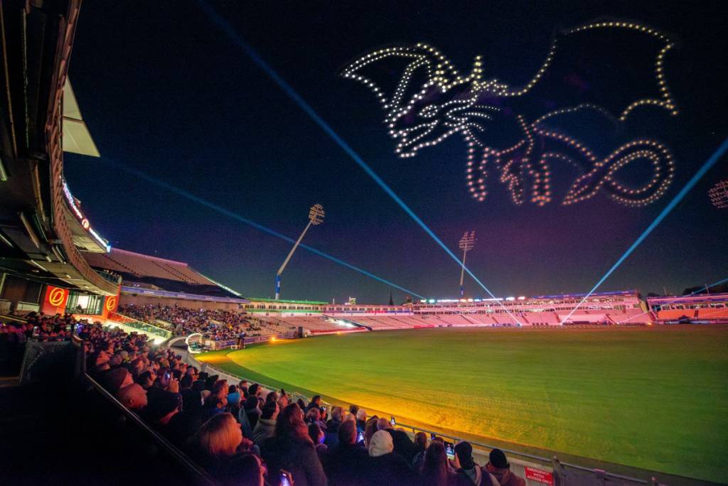 dragon light show above edgbaston stadium