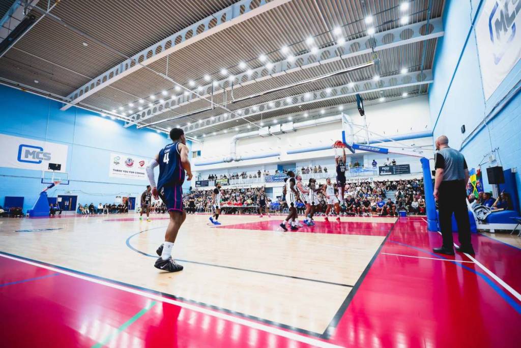 Bristol Flyers playing a basketball match on their home court