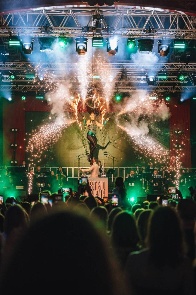 The stage show with fireworks at The Sound of West End Musicals