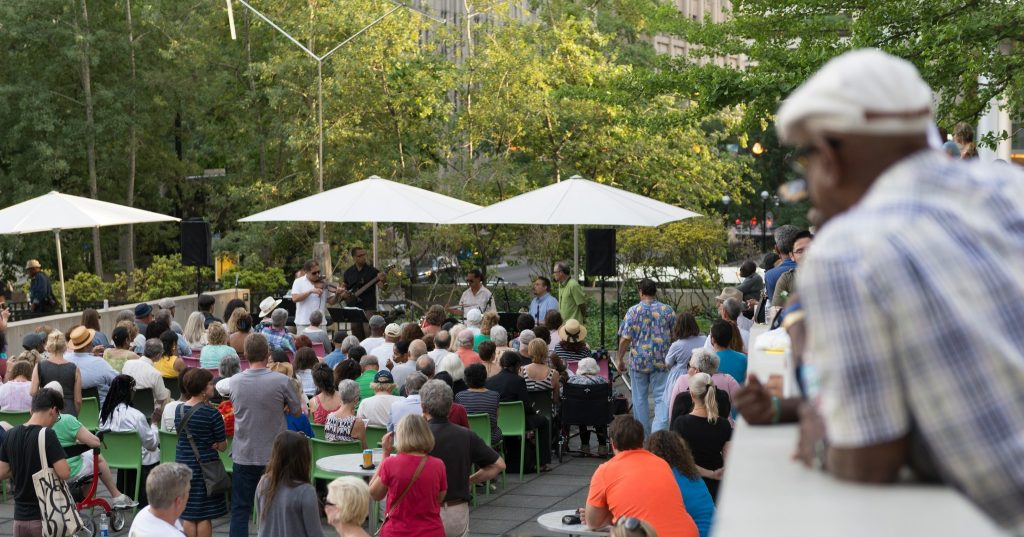people enjoying a Tuesdays on the Terrace event in Chicago