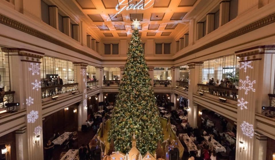 Marvel At A Monstrous 45-Foot Christmas Tree At Macy’s Decadent Walnut Room