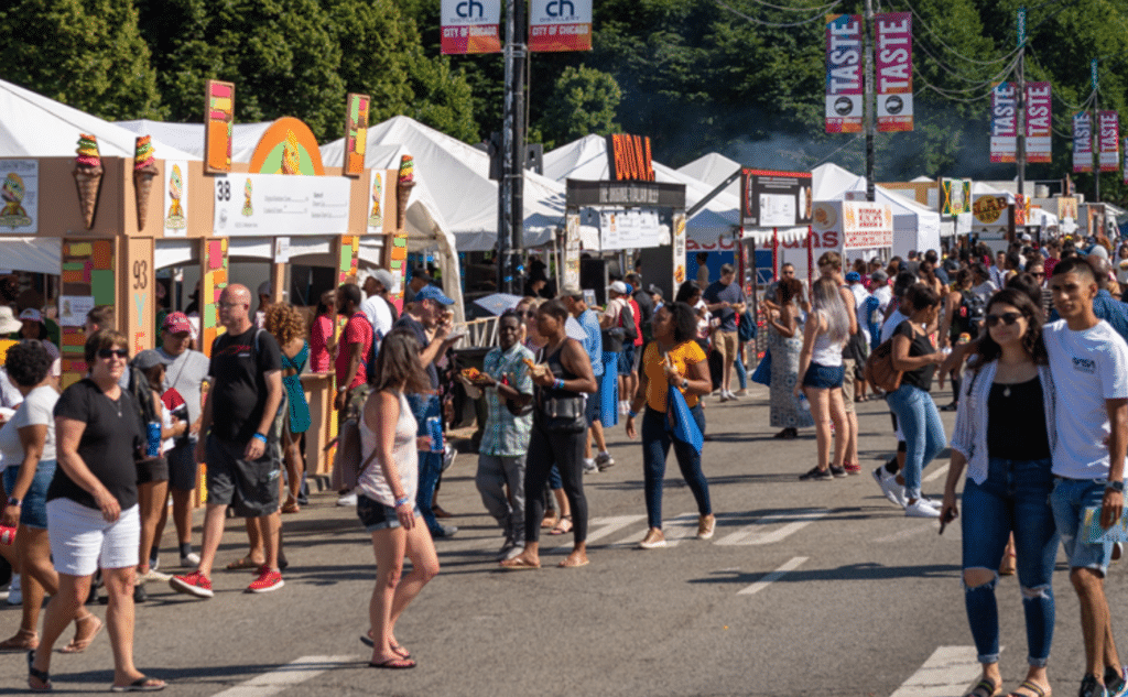 Image showing people walking through the food vendors at Taste of Chicago in Grant Park, Chicago