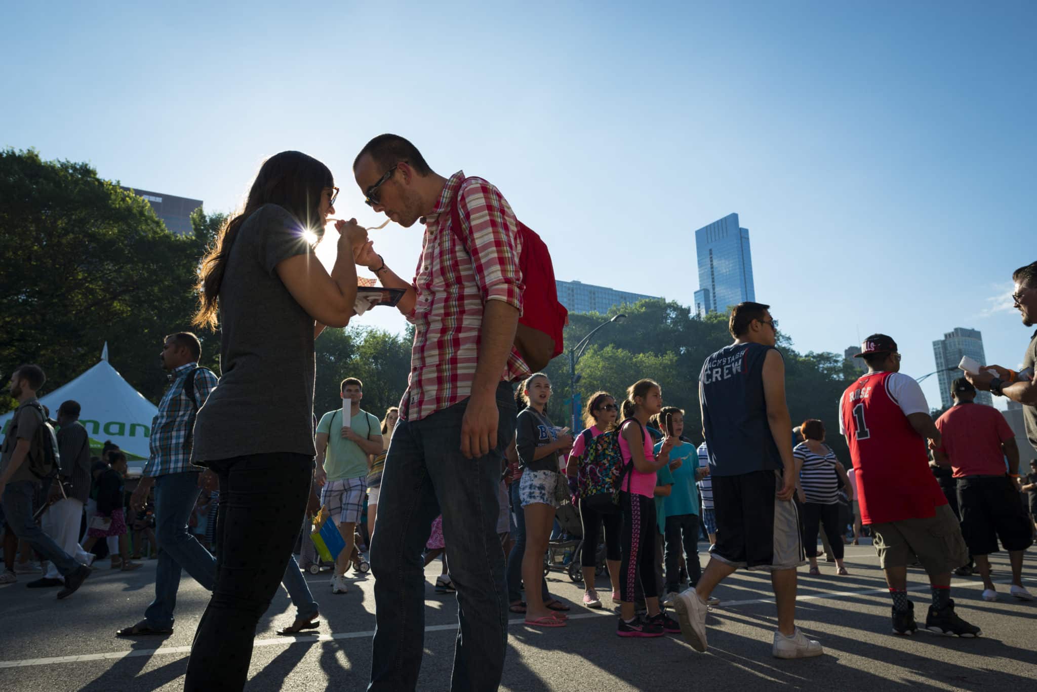 Image showing people sampling food and drink at Taste of Chicago in Grant Park, Chicago