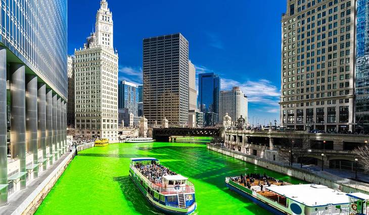 The Best Views Of Chicago’s Green River Dyeing Are At These Rooftops And Riverside Bars—Including One With A Free Entry