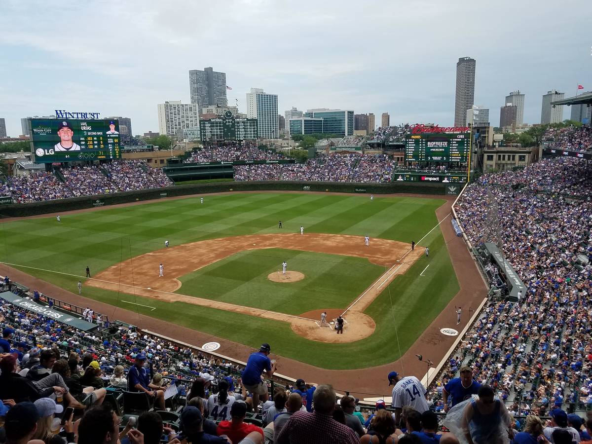 Chicago Cubs fans watching a Chicago Cubs baseball game and Wrigley Field, Major League Baseball