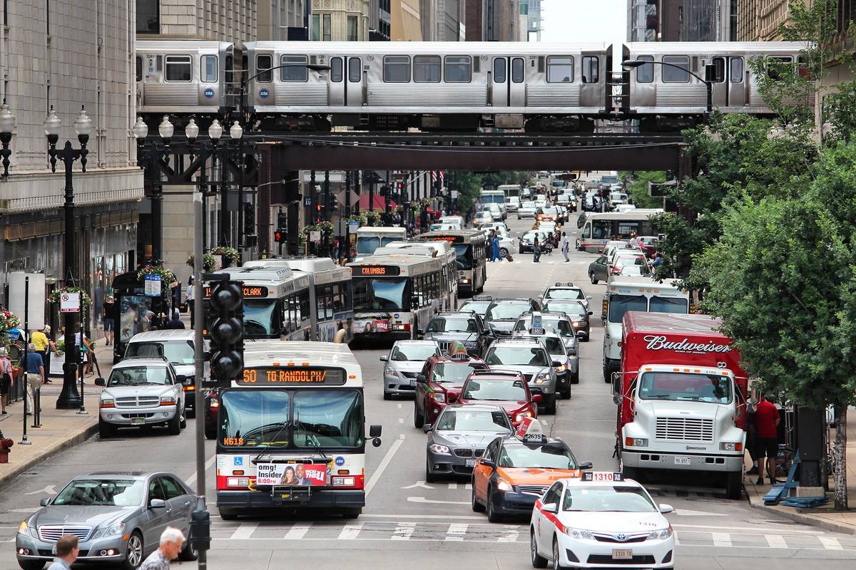 Traffic congestion downtown Chicago