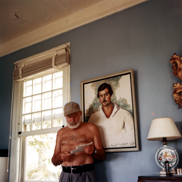Ernest Hemingway at the Finca Vigia in Cuba in 1954.