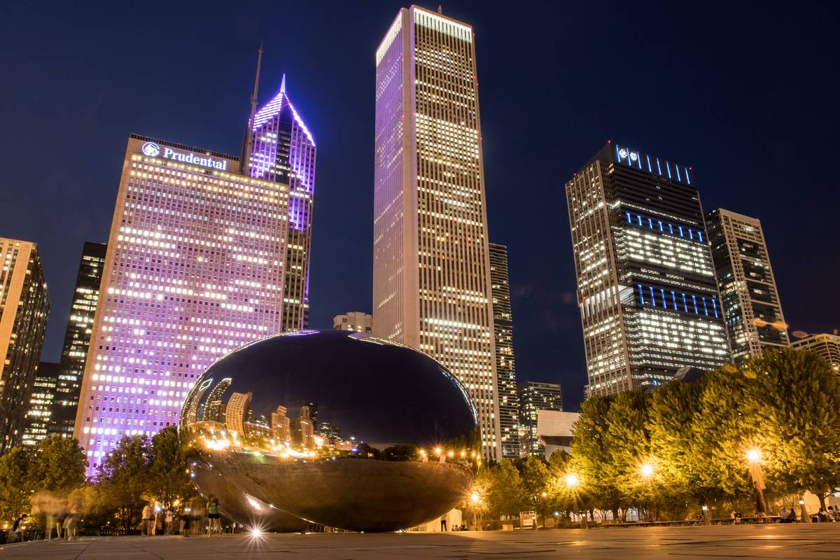 The BCBS Tower juxtaposed with The Bean