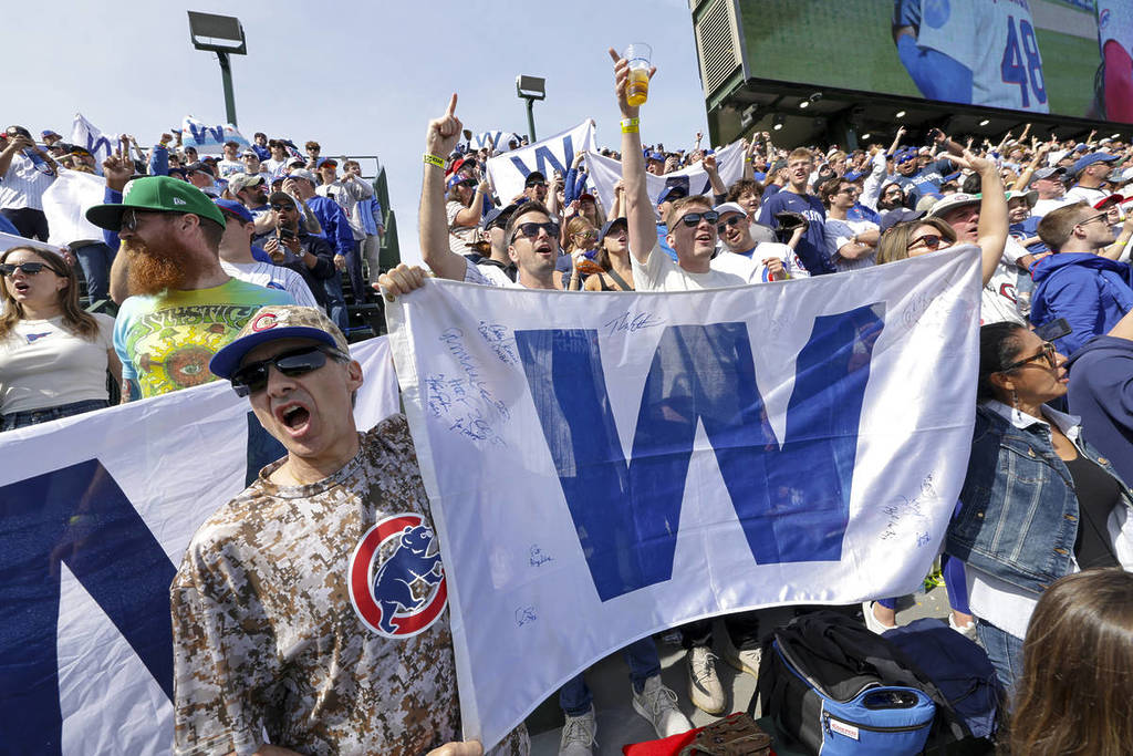 Fans dressed in Cubs gear and summer outfits, they’re soaking up the energy of Wrigley Field, with the crowd buzzing behind them and game-day vibes in full swing.