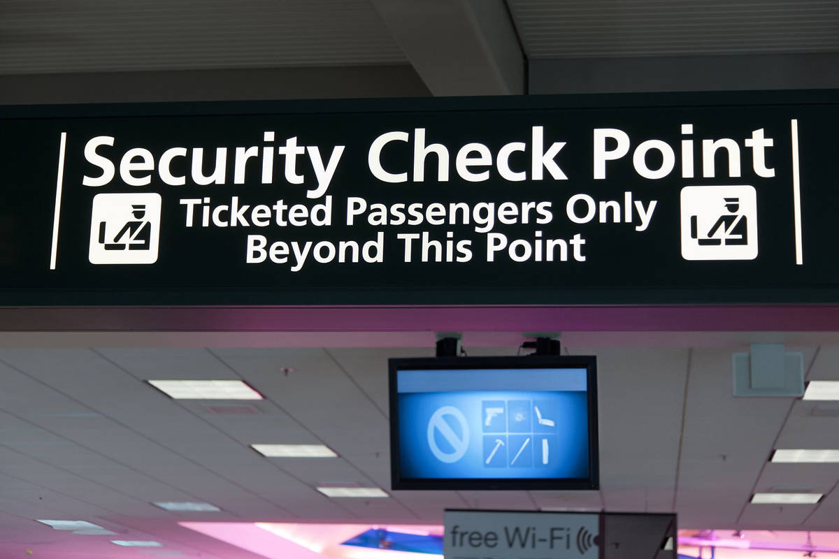 Security information sign at the airport.