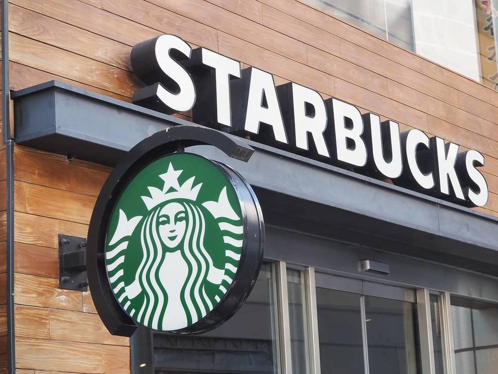 Signs on a Starbucks branch