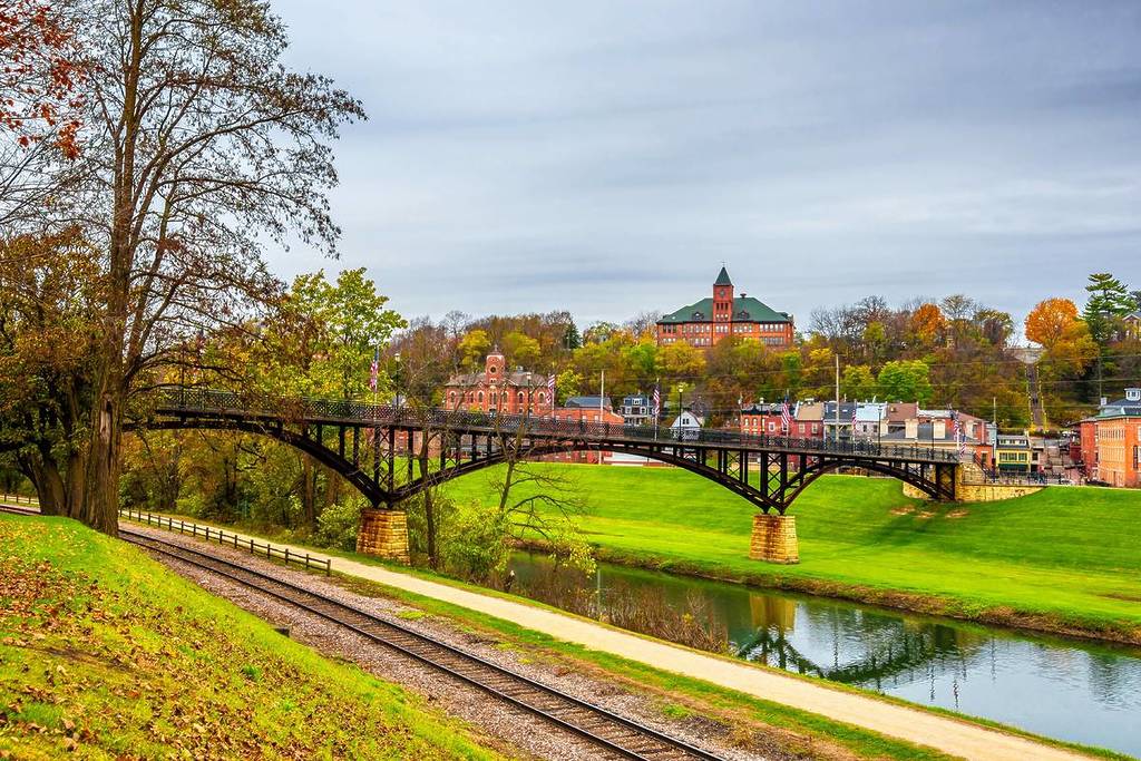 Historical Galena Town view at Autumn in Illinois of USA