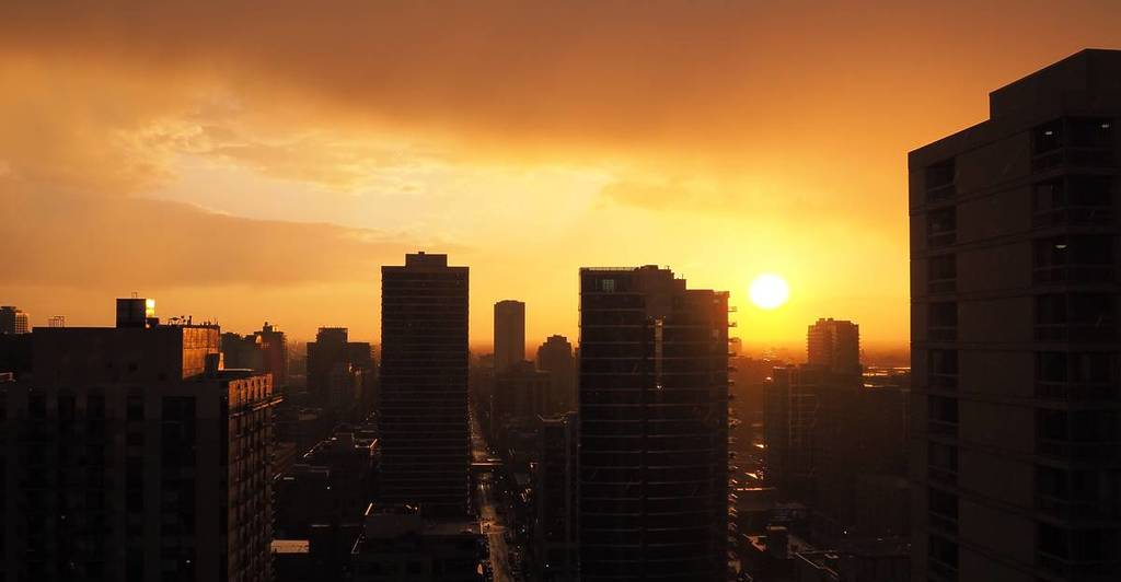 Chicago City skyline looking like a movie scene