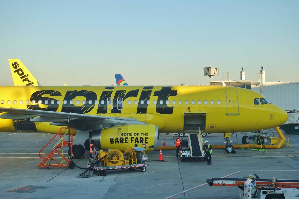 Spirit Airlines flight at O'Hare International Airport