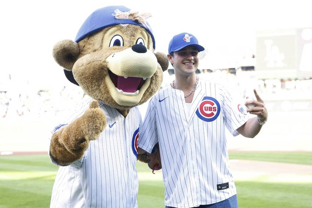 DJ John Summit looks on before throwing the ceremonial first pitch prior to the game between the Chicago Cubs and the Los Angeles Dodgers at Wrigley Field on April 23, 2025 in Chicago, Illinois.