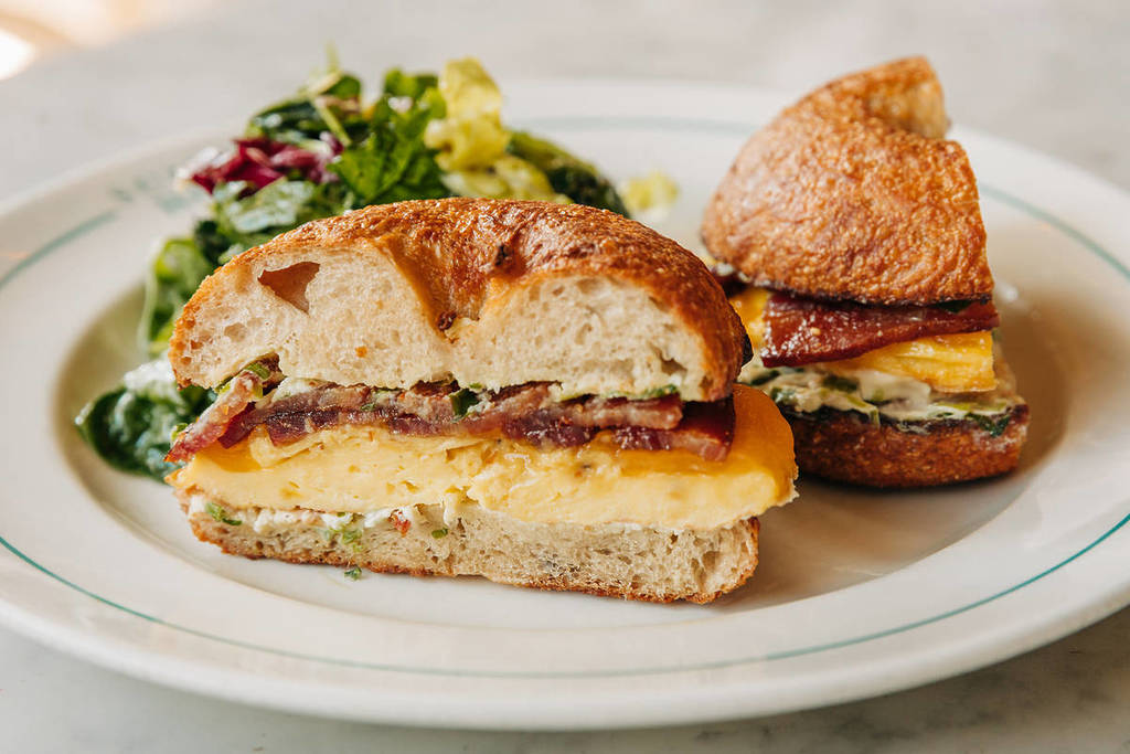 Decker's Sourdough Bagel Smoked Bacon & Egg Sandwich at Summer House