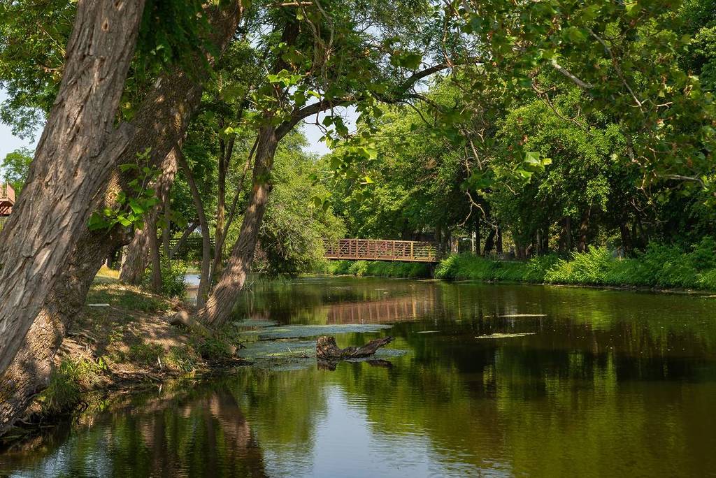 The historic I and M Canal on a beautiful Summer day in Morris, Illinois, USA.