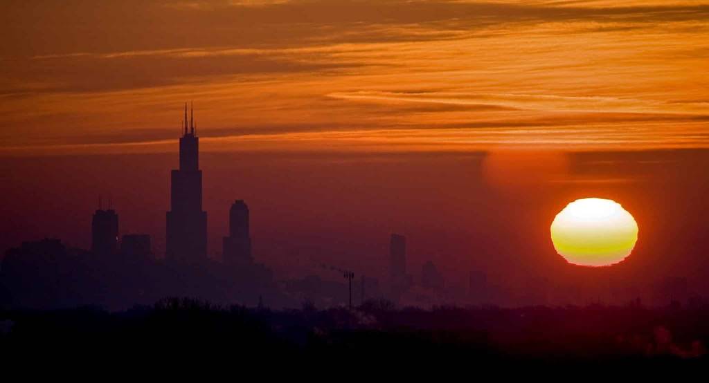 Puesta de sol en Chicago desde Indiana