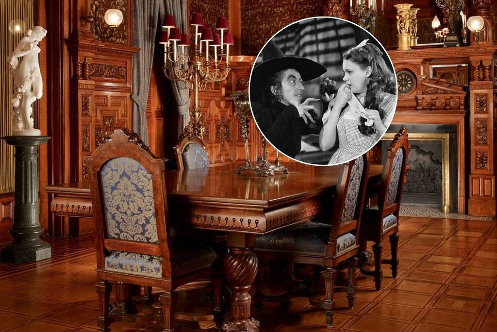 Interior del museo Driehaus superpuesto a una imagen del Mago de Oz