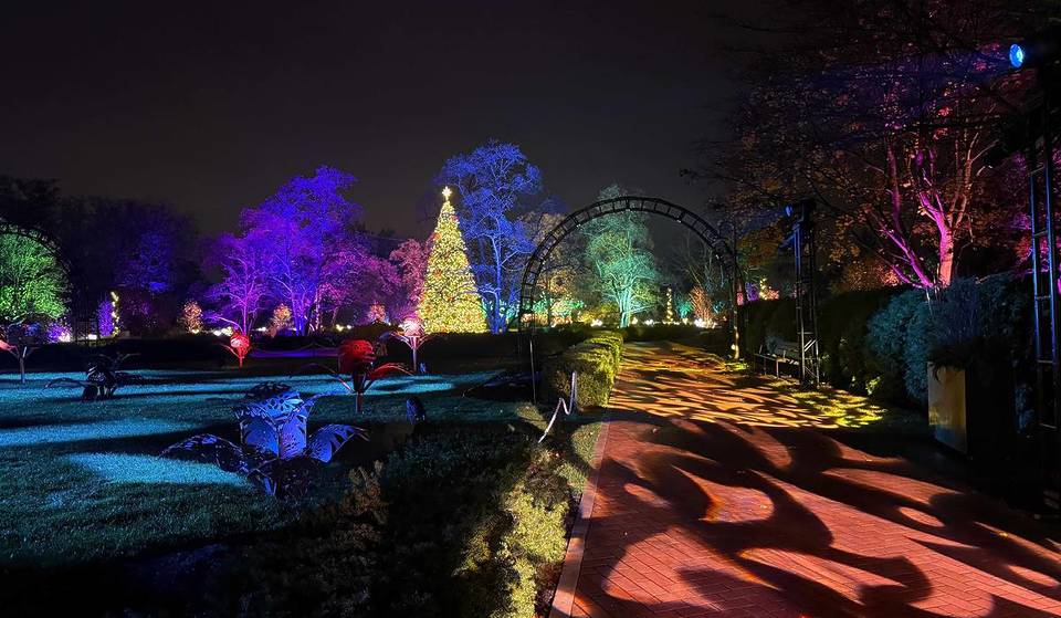 A sólo 1 hora de Chicago, un impresionante espectáculo de luces con temática cinematográfica, patinaje sobre hielo y un árbol de 6 metros de altura.