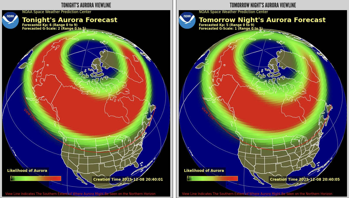 Aurora viewline for tonight and tomorrow
