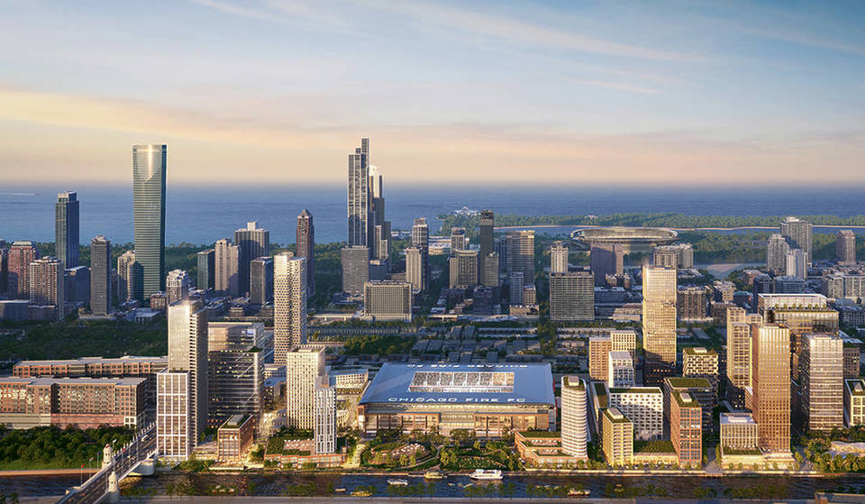 La nueva «ciudad dentro de la ciudad» de Chicago llega al South Branch: 62 acres de senderos, restaurantes y un estadio de fútbol profesional.