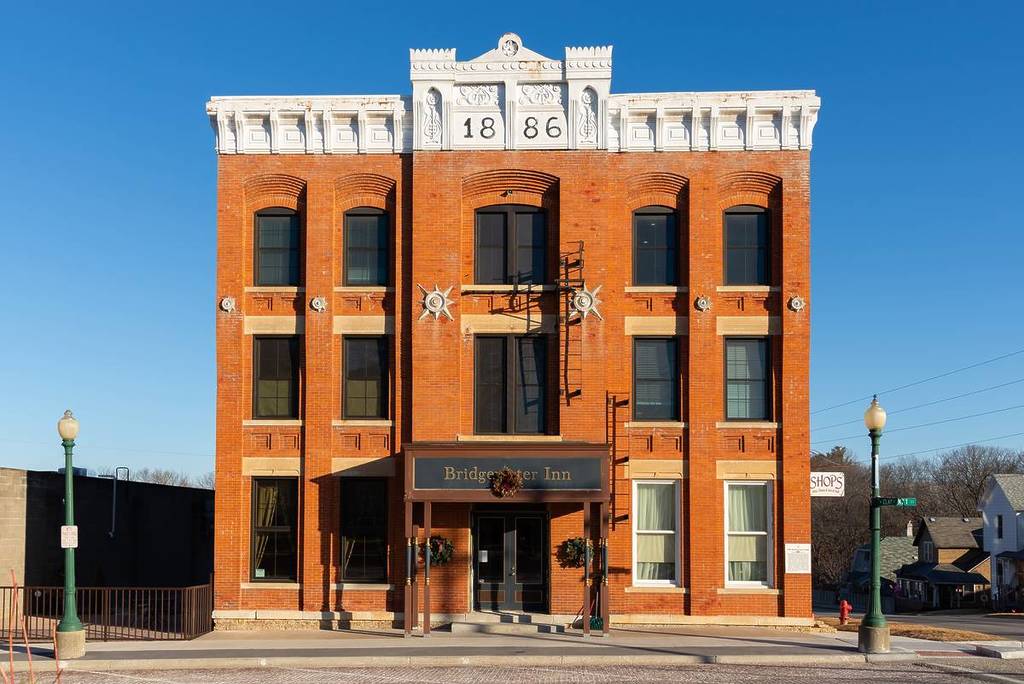 February 10th, 2025: Exterior of old hotel in Mount Carroll, Illinois, USA.